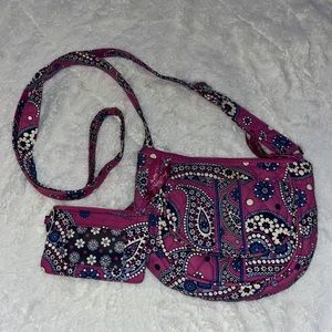 Vera Bradley Boysenberry Lizzy crossbody W/ matching ID card wallet